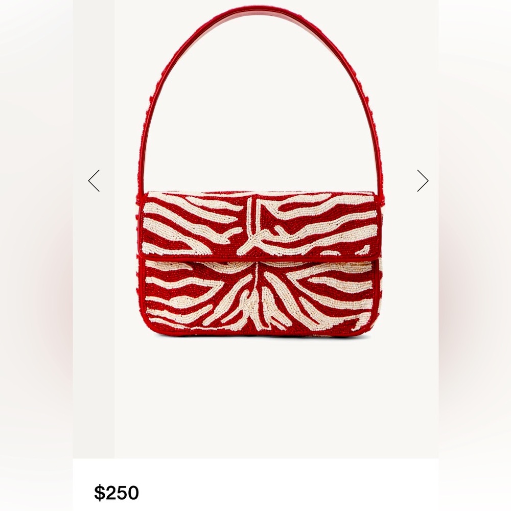 STAUD TOMMY BEADED BAG SCARLET WHITE ❤️